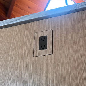Wood Electrical Outlet Cover in Wood Cabinets